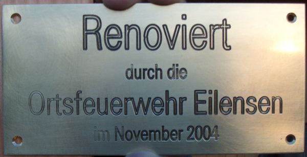 Erinnerungsplakette an die Renovierung